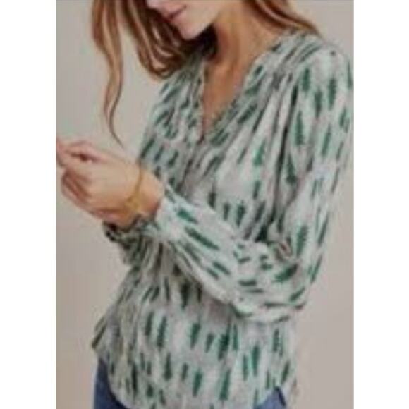 Anthropologie Maeve Tree Marisol Button Blouse Green Size 4 - Picture 2 of 10